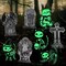 8PCS Halloween Decorations Outdoor, 4pcs Glow in the Dark Black Cat 4pcs Graveyard Tombstones Signs